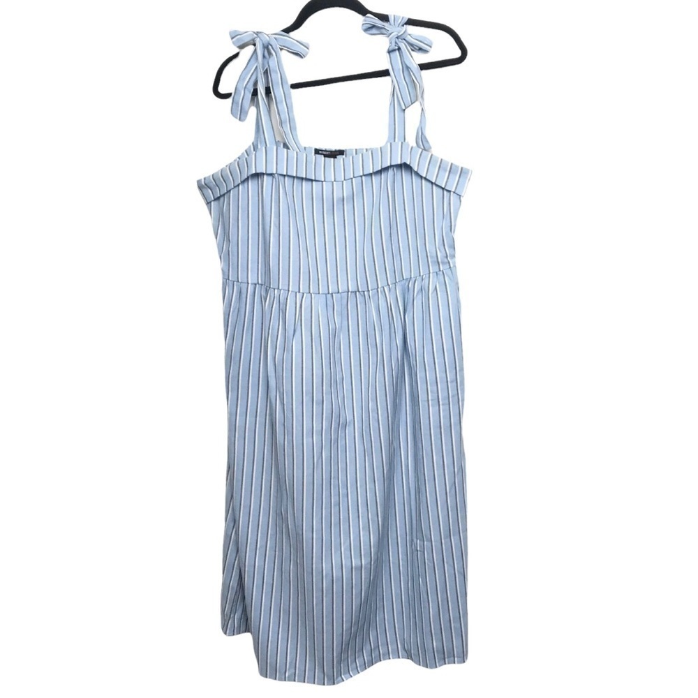 Robert Louis Blue Linen Blend Tie Strap Midi Sun Dress XL